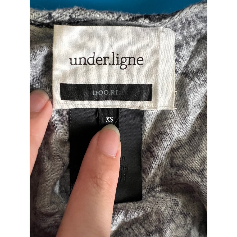 Under.ligne Doo.Ri Womens XS Grey Black Abstract Print Rayon Ruched Mini Dress - Picture 7 of 7